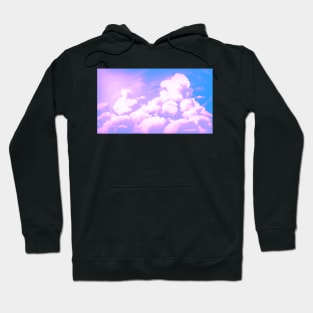 Over the Cotton Candy Cumulonimbus Clouds Landscape Painting - Relaxing Scenery Design Hoodie